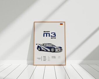 BMW M3 GTR Poster, Racing Legend Wall Art, Need for Speed Dream