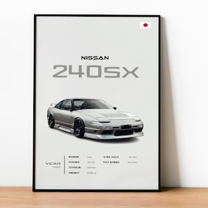 issan 240sx Poster - JDM Oldtimer Wandkunst - Garagenwanddekor - Perfektes Geschenk für Enthusiasten