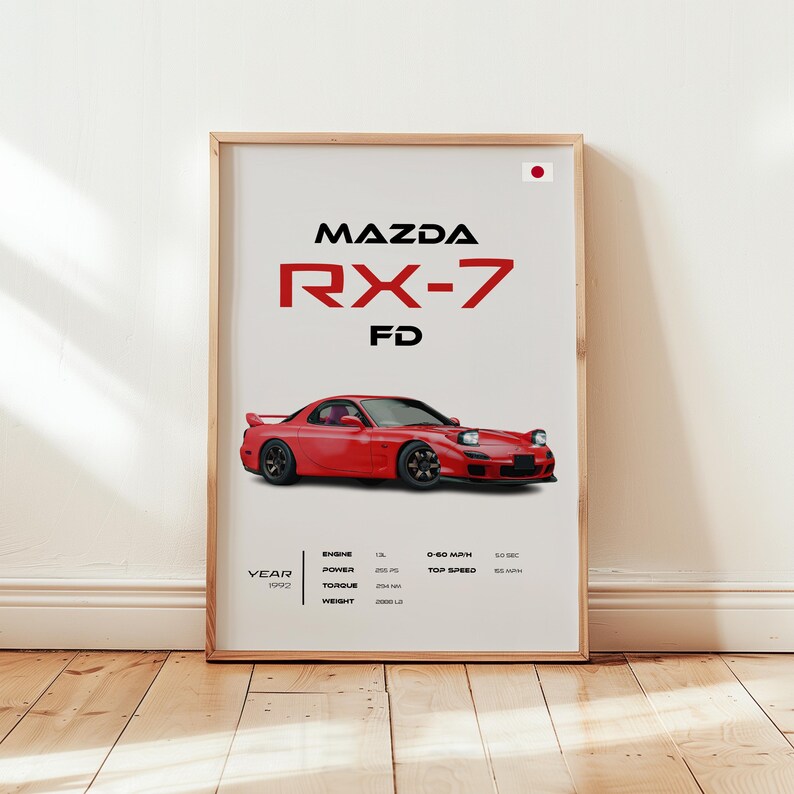 Mazda RX-7 FD Poster, JDM Rotary Engine Car Art, Garage Wall Decor - Etsy