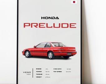 Honda Prelude Poster, Classic JDM Car Print, Retro Japanese Wall Art, Vintage Auto Decor