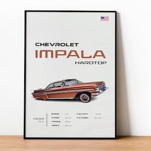 Chevrolet Impala Hardstop Poster | Vintage Car Art, Wall Decor for Auto Lovers, Classic Car Prints, Gift for Him