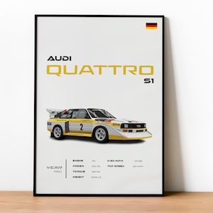 Audi Quattro S1 Poster: Group B Rally Legend, Framed Motorsport Wall Art
