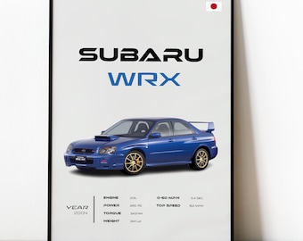 スバル 22B STI ポスター – レトロラリーカー ウォールアート – 印刷