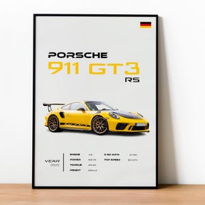 Porsche 911 GT3 RS Poster - High-Performance Sports Car Wall Art - Porsche Collector Print - Home Office Wall Decor - Car Guy Gift