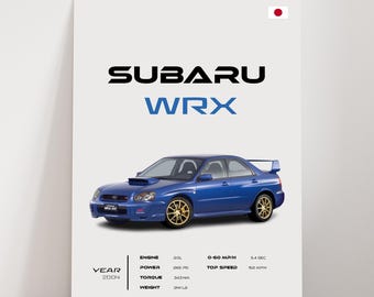 Subaru WRX Poster, Iconic Rally Car Wall Art, Automotive Decor - Etsy