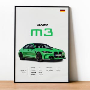 BMW M3 Poster - High Performance Sedan Wandkunst - Luxuriöses Automobil-Dekor - Perfektes Geschenk für Auto-Enthusiasten