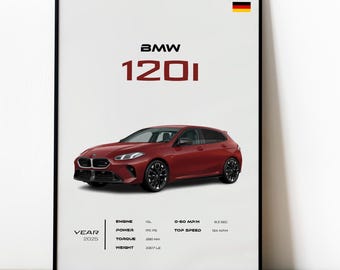 Póster del BMW 120i: BMW Serie 1, deportivo, arte mural, impresión para garaje