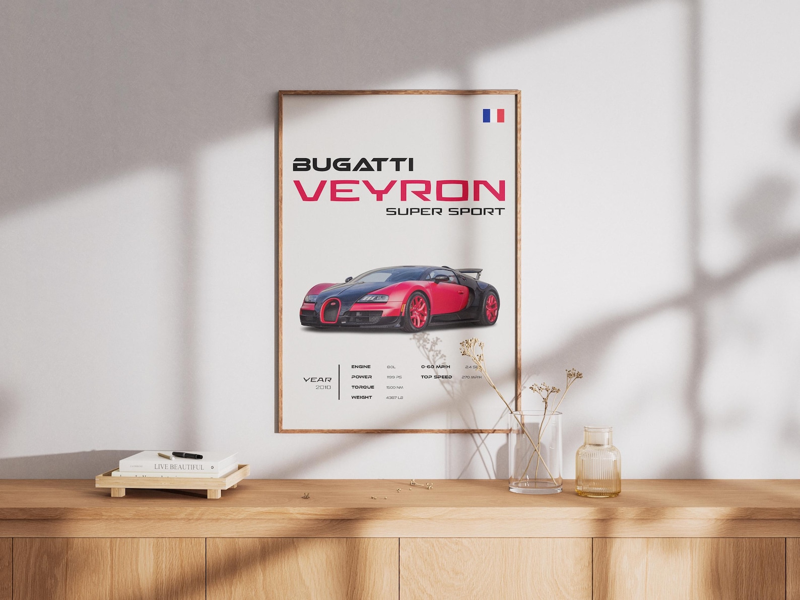 2015 BUGATTI VEYRON FRONT VIEW ART PRINT POSTER main image 1