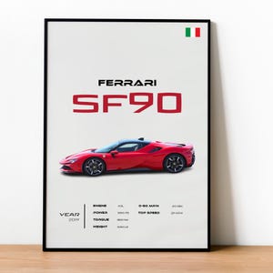 Ferrari SF90 Stradale Poster - Hypercar Kunst für Enthusiasten - Italienische Automobile Wanddekoration - Geschenk für Autoliebhaber