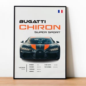 Bugatti Chiron Super Sport Poster - Französische Hypercar Wandkunst - Exotisches Auto Poster - Garagenwanddekor - Luxusautomotiv Geschenk
