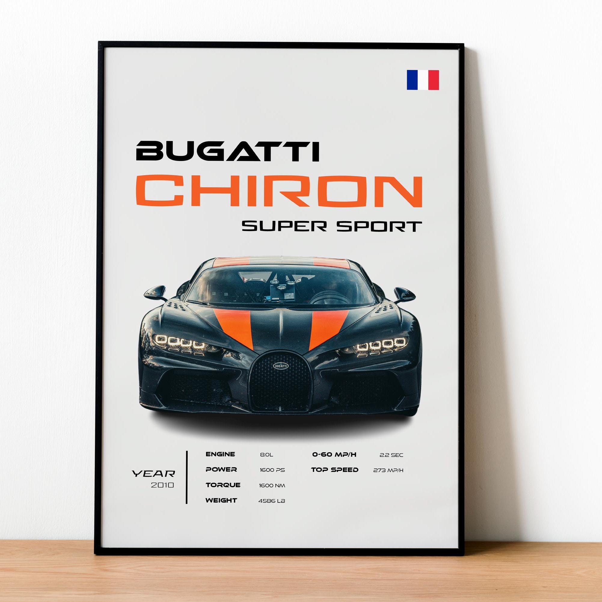 レガリア　布ポスター Bugatti Chiron Super Sport Poster, French Hypercar Wall Art