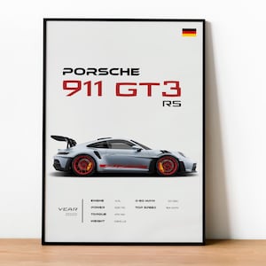 Porsche 911 GT3 RS Poster - High Performance German Sports Car Art - Motorsport Wall Decor - Porsche Enthusiast Gift