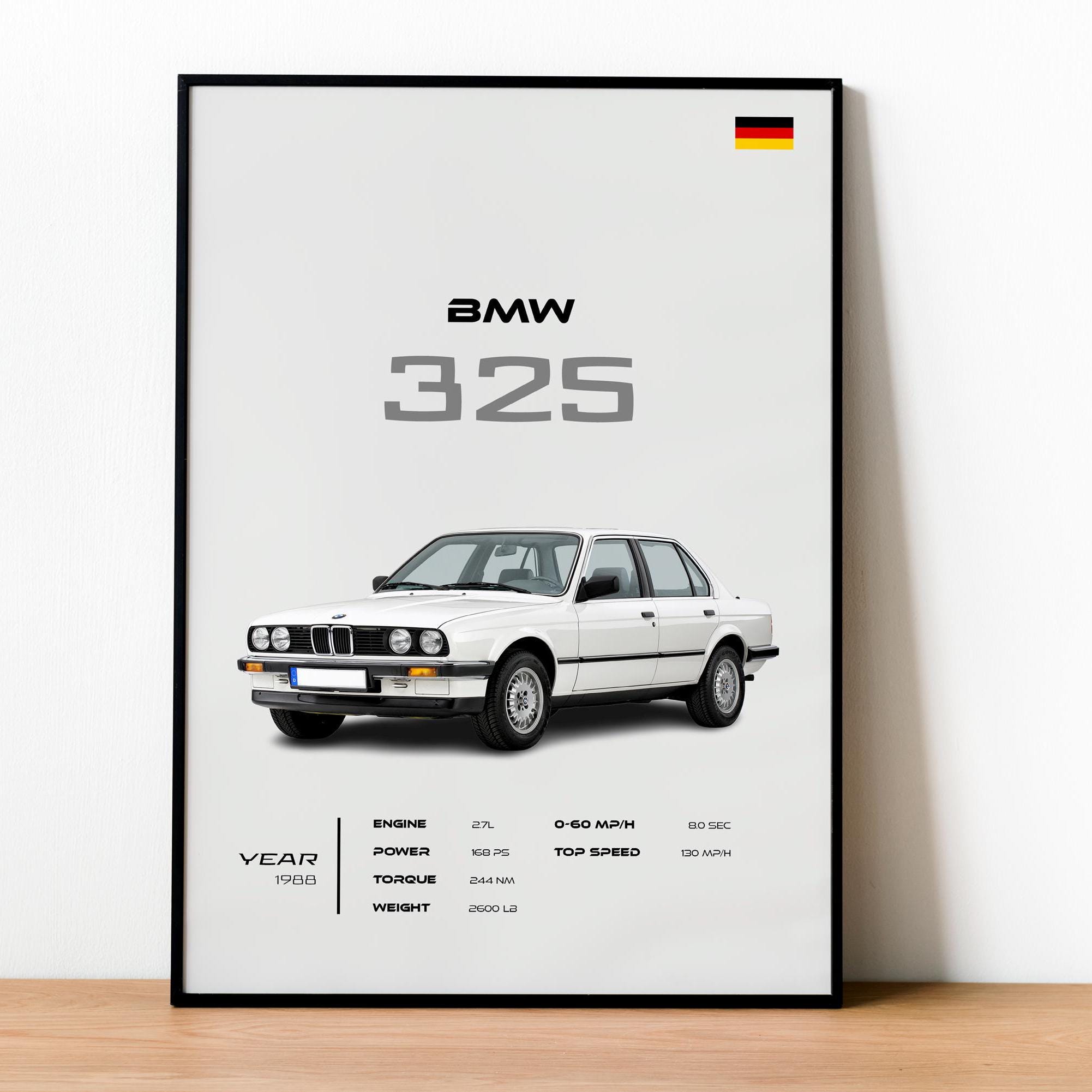 BMW 325 E30 Poster, Vintage Car Wall Art, Automotive Decor - Etsy