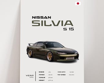 Nissan Silvia S15 Poster, JDM Car Wall Art - Etsy