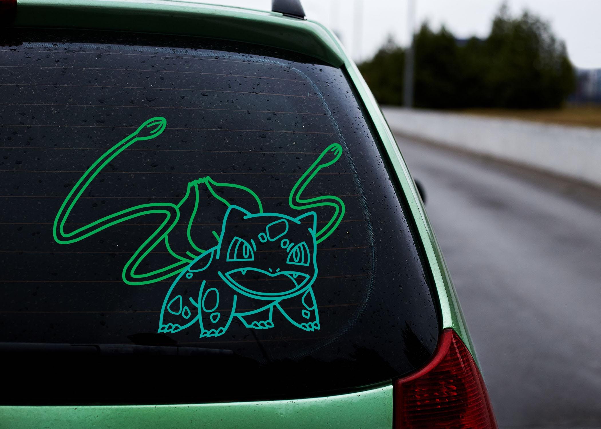 Bulbasaur Peeking Sticker – Funny Pokemon Vinyl Decal For Laptop, Car Window, Bumper – 4x4 Ute