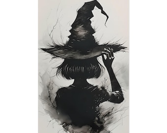 Mystical Witch Art Print: Gothic Halloween Rolled Poster