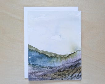 Watercolor Mountain Landscape Card: Abstract Art Greeting Card