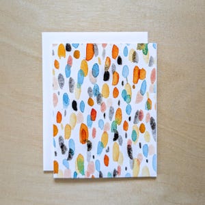 Carte de voeux à pois aquarelle colorés - carte A2 abstraite - intérieur vierge - carte d'art gaie pour toutes les occasions, papeterie aquarelle moderne