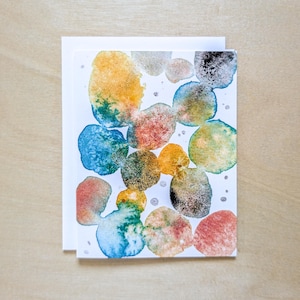 Carte de correspondance colorée à l'aquarelle - Carte A2 abstraite - Vierge à l'intérieur - Carte d'art gaie pour toutes les occasions - Papeterie aquarelle moderne