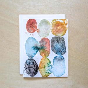 Carte de voeux aquarelle colorée - Carte A2 abstraite - Intérieur vierge - Carte d'art gaie pour toutes les occasions - Papeterie aquarelle moderne
