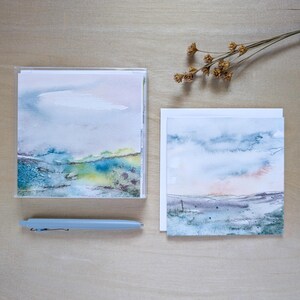 Season of Light-collectie – set van 6 wenskaarten in doos – kaarten met aquarel landschapskunst – blanco binnenkant – vierkante notitiekaarten met enveloppen