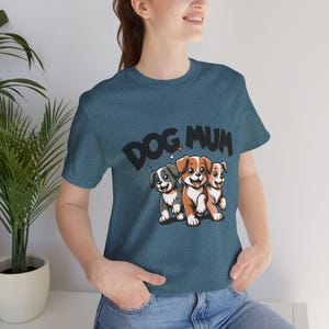 Dog Mum Cartoon Dog T-Shirt - Cute Aqua Blue Tee for Dog Lovers - Soft Cotton Everyday Shirt