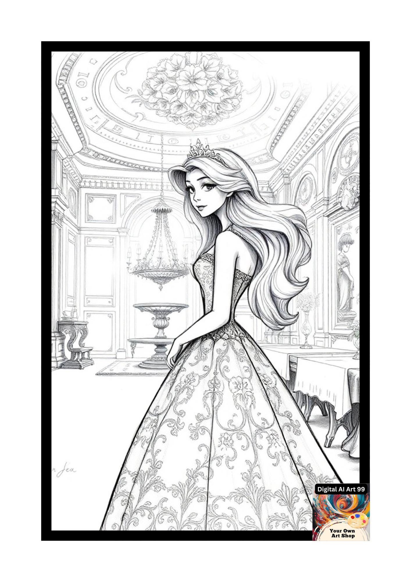Princess Coloring Book - Digital Product - Etsy