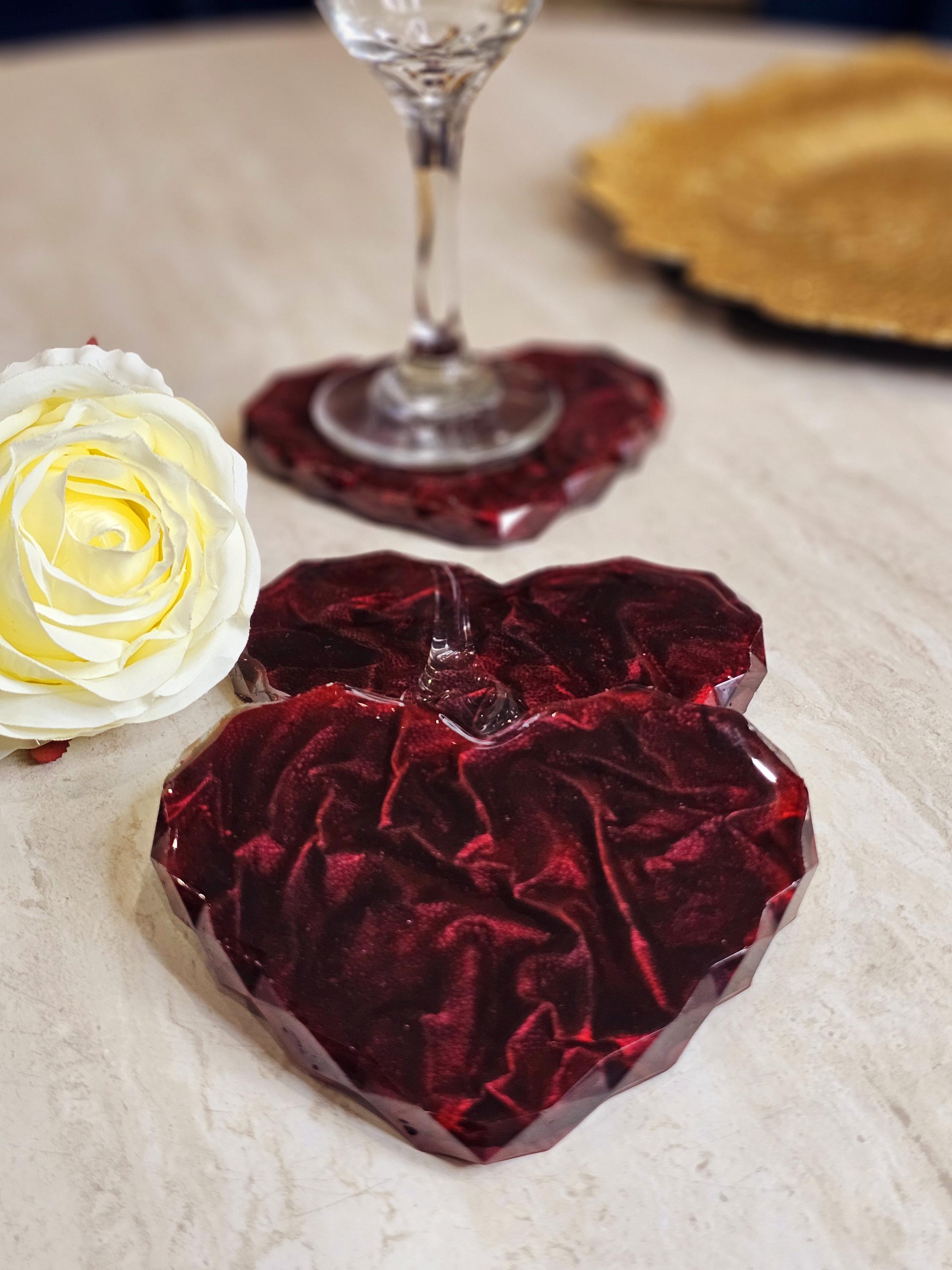 Heart-Shaped Coasters with diamond shaped edges