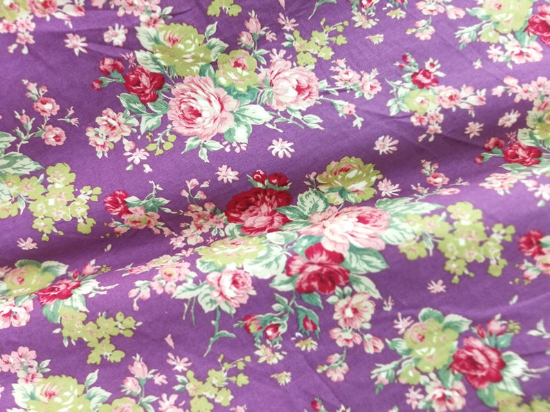 Purple Fat Quarter//MeterCotton Fabric FQQuilt Sew CraftFloral Flowers