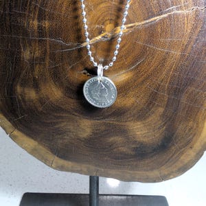 Vintage 1969 Switzerland 20 Rappen Coin on 24&quot; Steel Ball Chain Necklace
