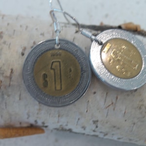 Mexico/Mexican Bi Metal Coin Earrings
