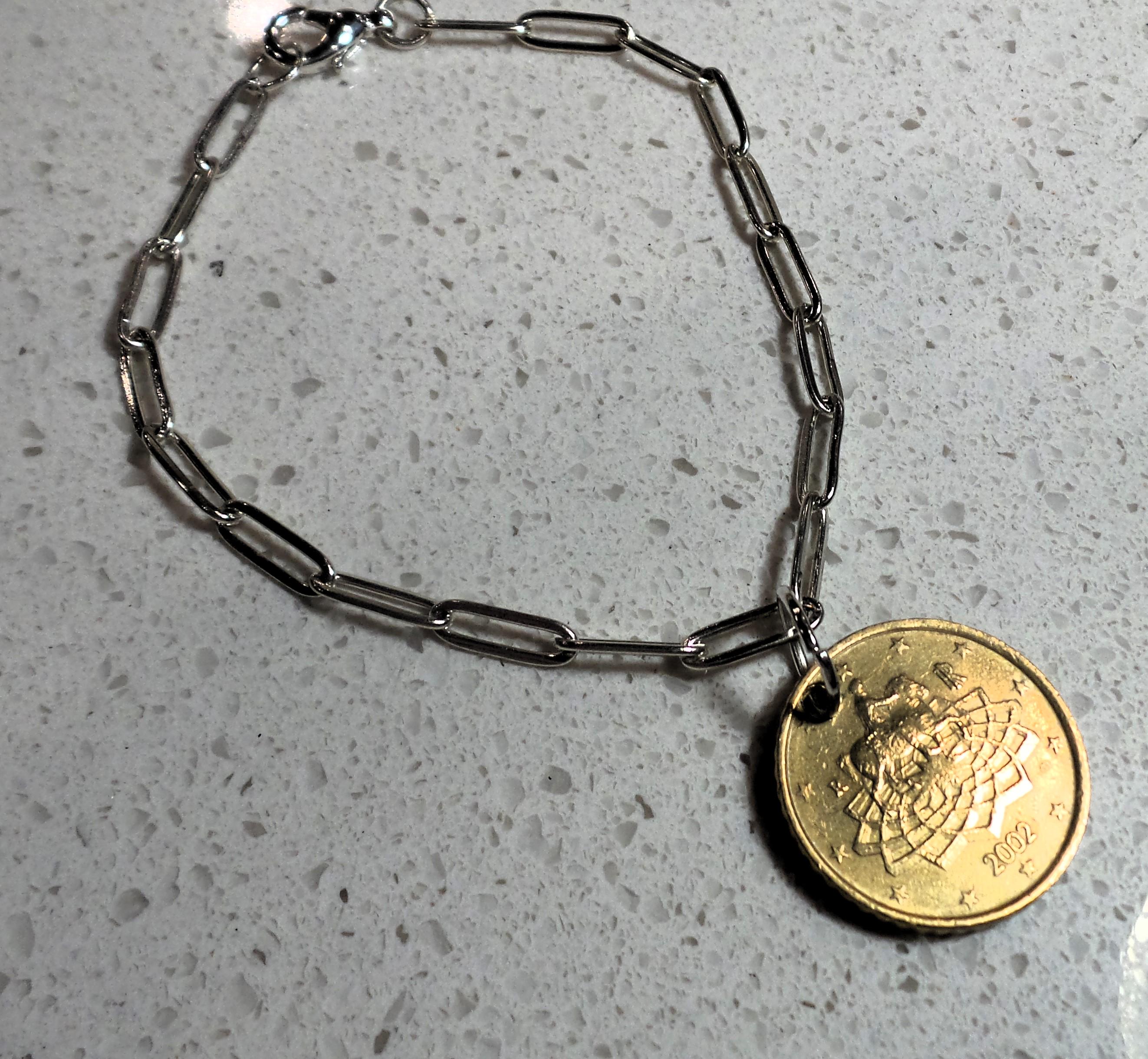 2002 EURO Coin Bracelet Silver & Gold Tone 8 Coins 1 Euro Coin 2002 - Etsy main image 4