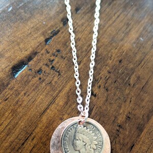 1904 Indian Head Penny Necklace: Hand Hammered Copper, Rose Gold Chain
