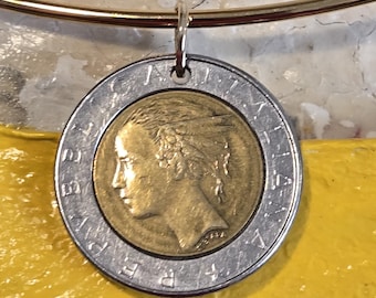 イタリア硬貨 500リラ イタリア銀行創立100周年記念 | 女性の頭部