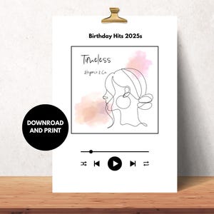 Senza tempo – Biglietto di auguri di compleanno stampabile per lei | Elegante arte su una sola riga | Stile del lettore musicale | Download digitale | Biglietto di compleanno divertente, piegato 5x7