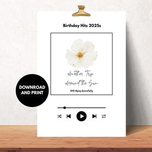 Anmutig altern – Druckbare Geburtstagskarte | Elegantes Blumendesign | Musik-Player-Stil | Digitaler Download | Lustige Geburtstagskarte, 5x7 gefaltet,