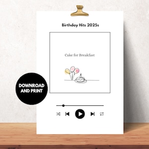 Biglietto di auguri di compleanno con torta per colazione - Biglietto di auguri di compleanno stampabile con palloncini | Divertente e dolce biglietto d'auguri digitale da scaricare, formato 5x7