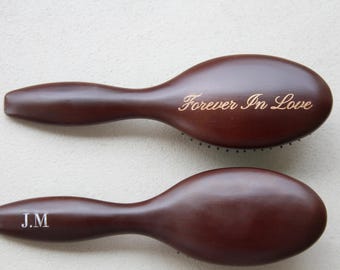 Personalised Wooden Hairbrush • Gold or Silver Engraved Name • Australian Made Keepsake