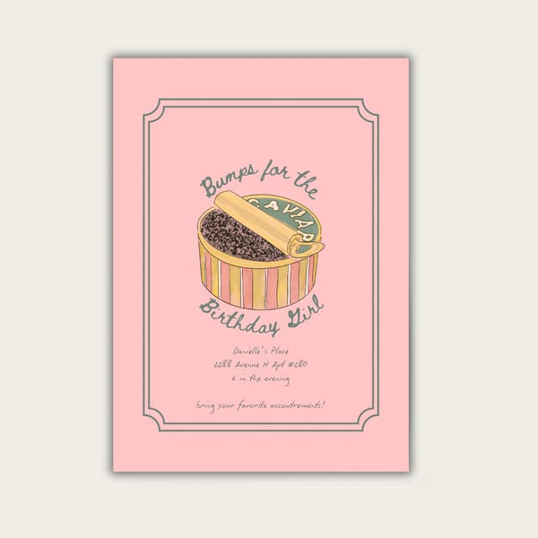 Personalized Caviar Tin Birthday Invitation – Editable Hand-Drawn Canva