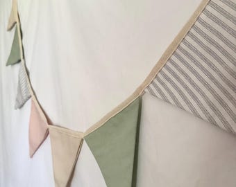 ニュートラルカラーのファブリックバナー｜コットンガーランド、子供部屋、ベビーシャワー、誕生日背景
