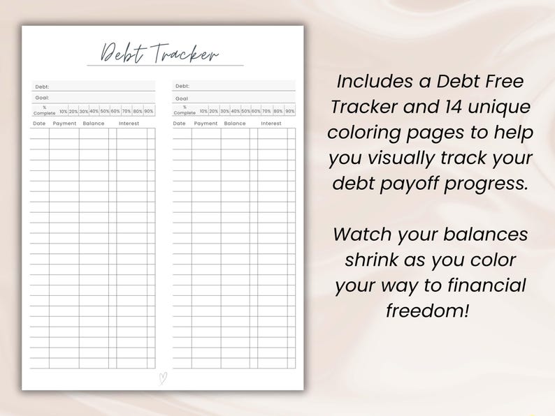 Debt Payoff Coloring Tracker: Printable Finance Planner (digital ...