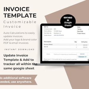 Invoice Template Invoice Tracker  Payment Tracker, All In One Google Sheets, Bonus Client Tracker, Custom Invoices for Services, Freelancers