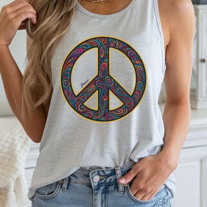 Peace Tank Top: Racerback Cotton Blend - Brighter Collection