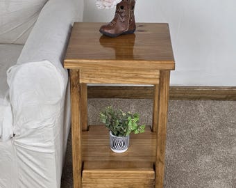 Wood End Table rustic farmhouse corner or hallway