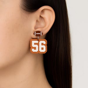 Custom Team Sports Earrings | Custom Sports Earrings | Personalized Jersey Number & Sport Ball Dangle | Team Color | Game Day Jewelry