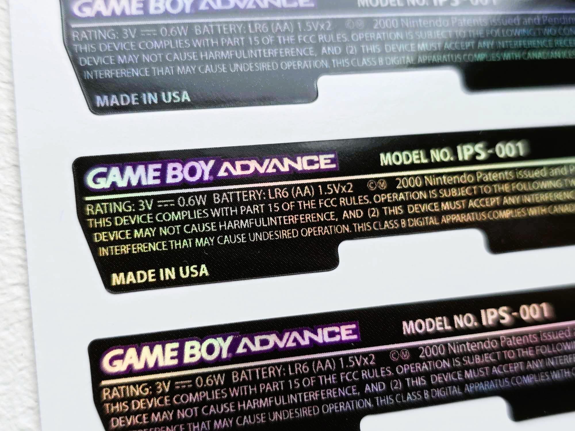 Game Boy Advance (GBA) Back Sticker Holographic USA Label IPS - Etsy