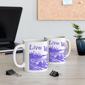 Live Wild Camping Mug, Ceramic Camper Gift, Outdoor Enthusiast, Coffe Lovers, Camping or Forest Lovers, Tent Camp