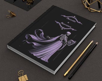 Ghostly Purple Skeleton Hardcover Journal: Gothic Witchcraft Notebook