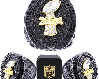 2024 Fantasy Football Ring All Black Design + FREE Wooden Display Box