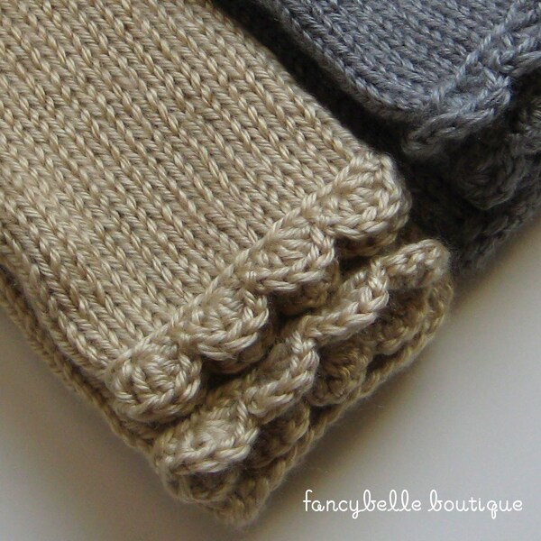 Tan and Charcoal Gray Set of 2 Baby Belle Handknit Baby Legs - for Babies and Toddlers